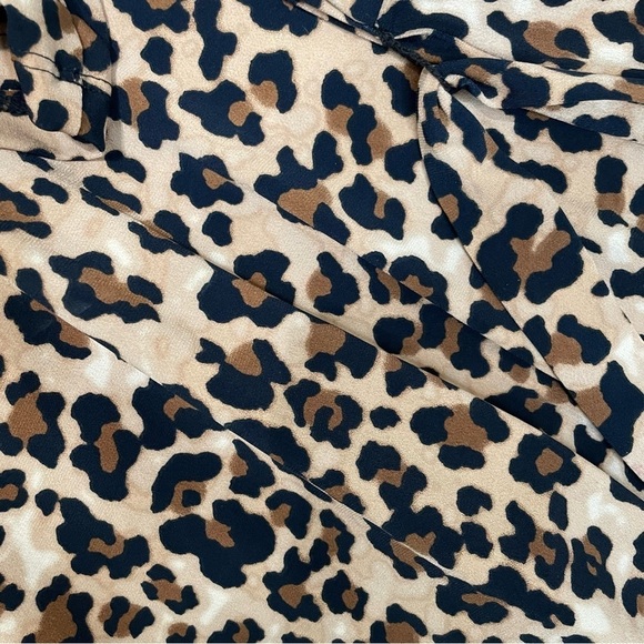 Motherhood Maternity Leopard Print Wrap Midi Dress Short Sleeve Size XL - Picture 4 of 9